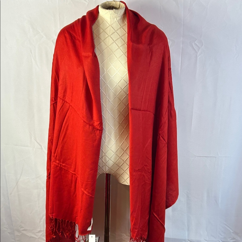Jasmine Vibrant Red Women's Wrap Scarf Pashmina Style